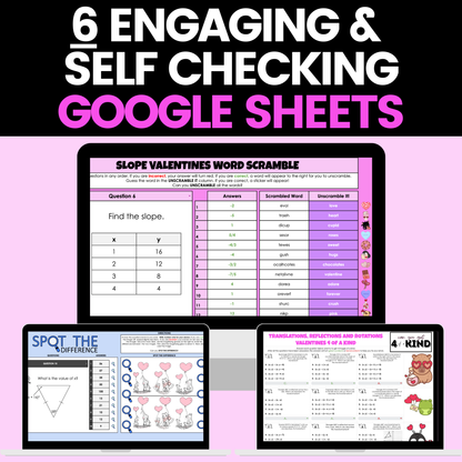 8th Grade Math Valentines Day Activities Digital and Worksheets BUNDLE