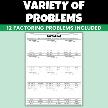 St Patricks Day Algebra 1 Activity Factoring Polynomials Coloring Worksheet