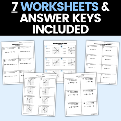 Algebra 1 Winter Activities Google Sheets and Worksheets BUNDLE