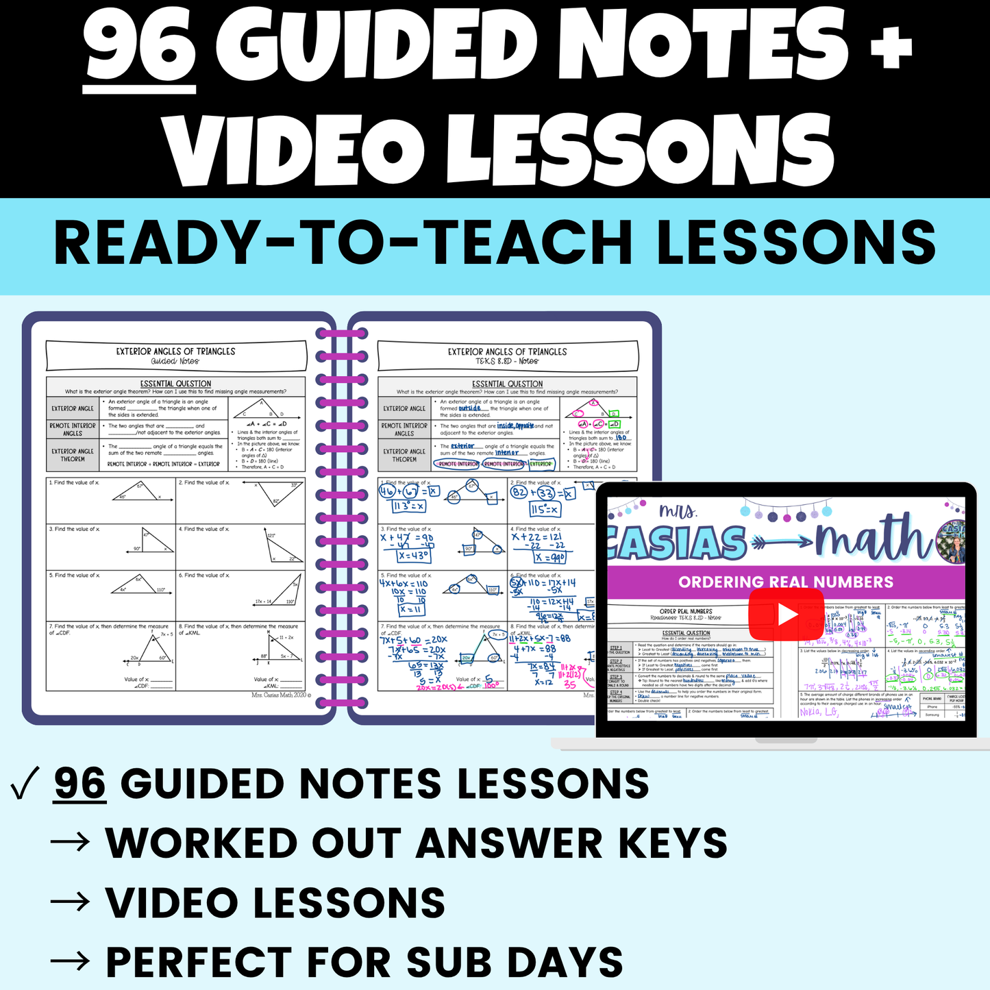 8th Grade Math Curriculum - Notes, Worksheets, Activities and Assessments BUNDLE Entire Year