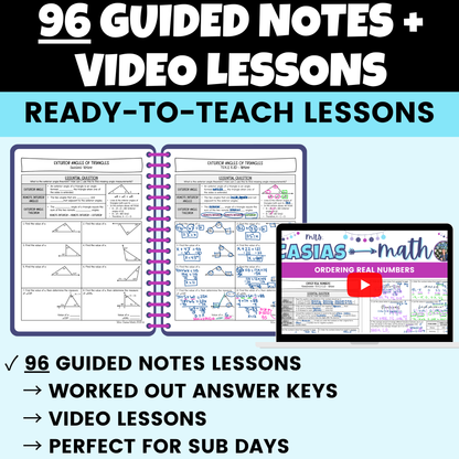8th Grade Math Curriculum - Notes, Worksheets, Activities and Assessments BUNDLE Entire Year