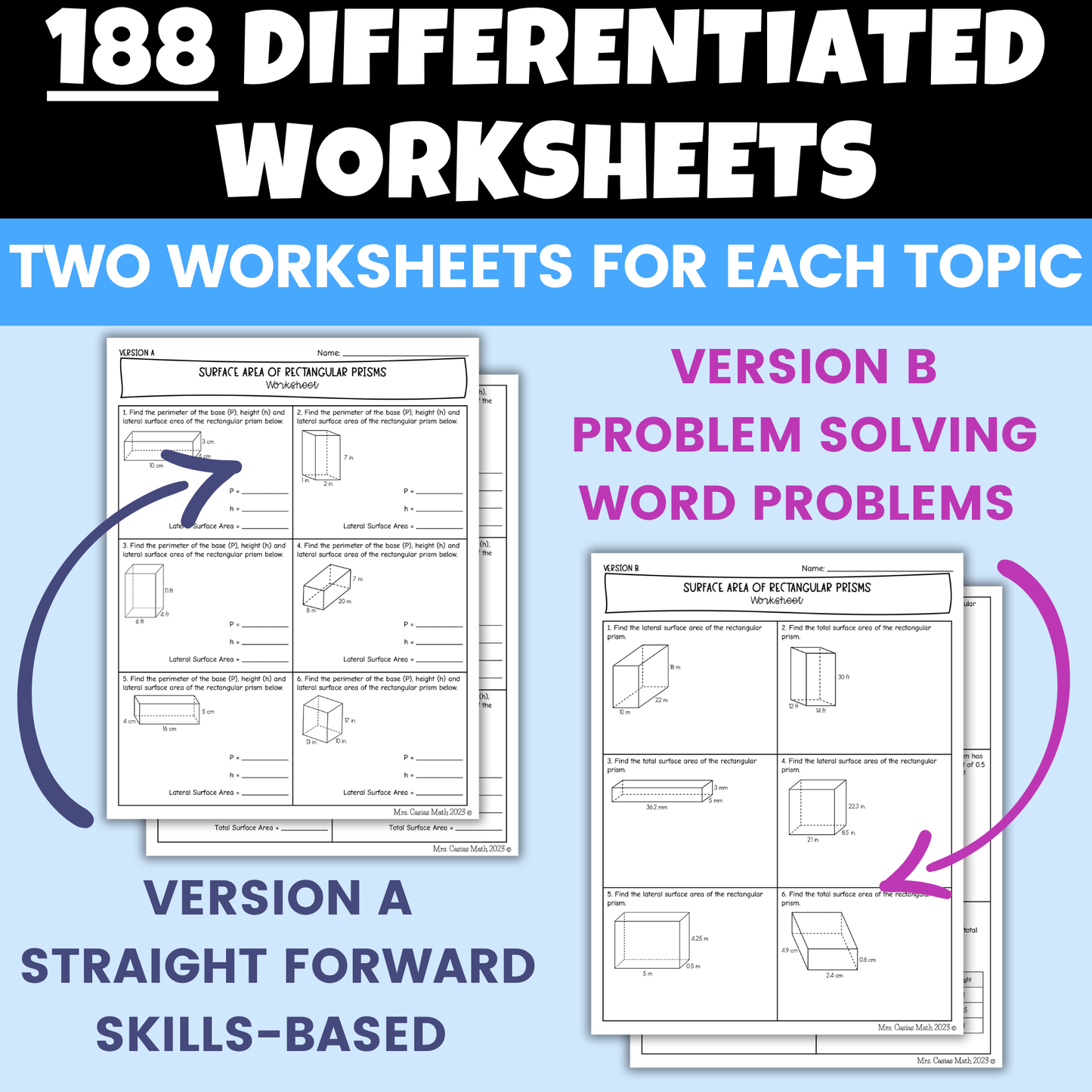 8th Grade Math Differentiated Worksheets BUNDLE Entire Year