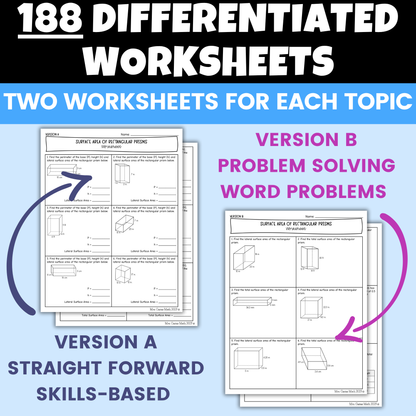 8th Grade Math Differentiated Worksheets BUNDLE Entire Year