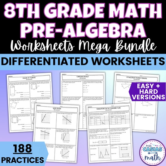 8th Grade Math Differentiated Worksheets BUNDLE Entire Year