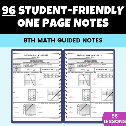 8th Grade Math Guided Notes Lessons BUNDLE Entire Year