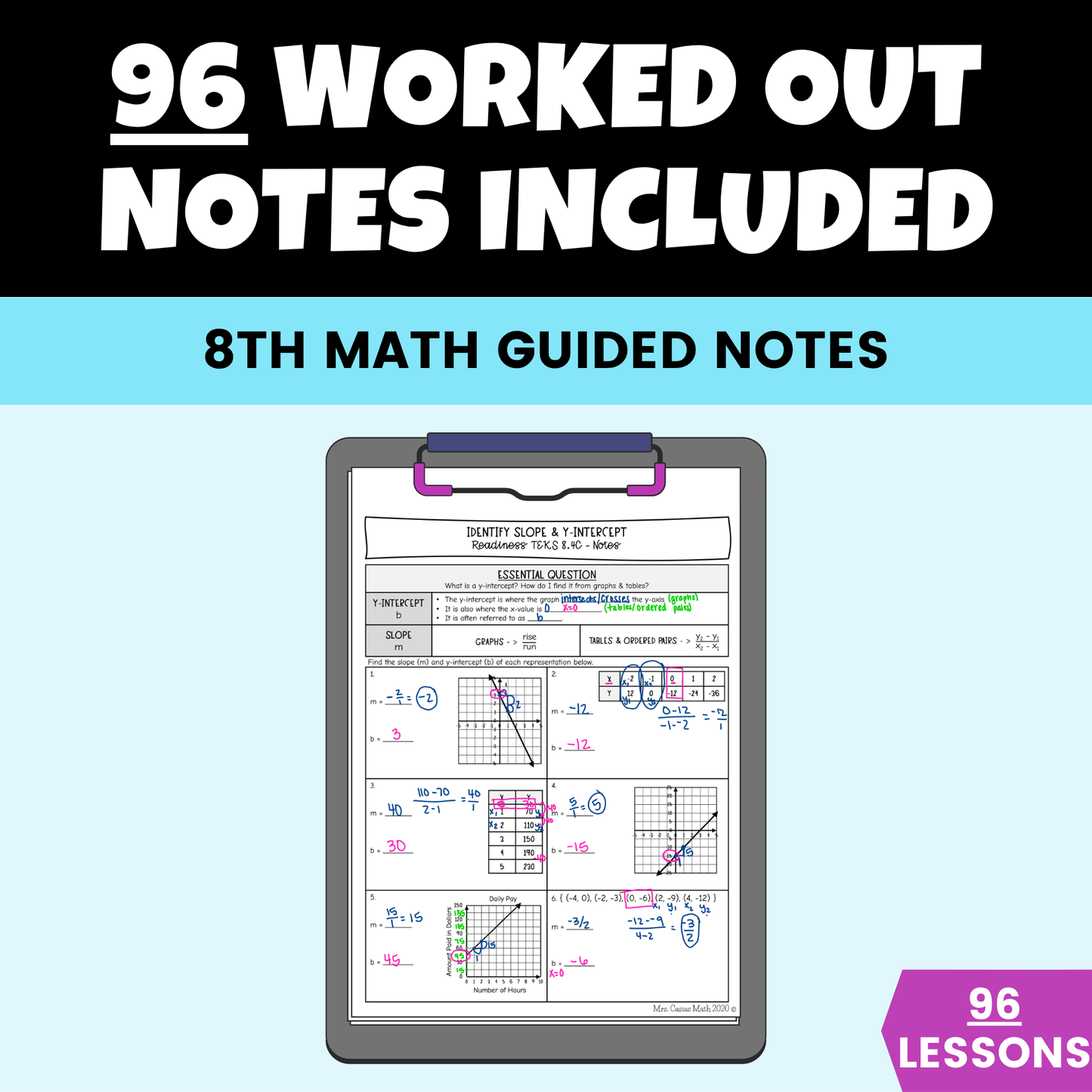 8th Grade Math Guided Notes Lessons BUNDLE Entire Year