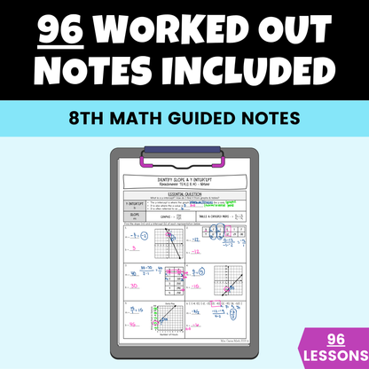 8th Grade Math Guided Notes Lessons BUNDLE Entire Year