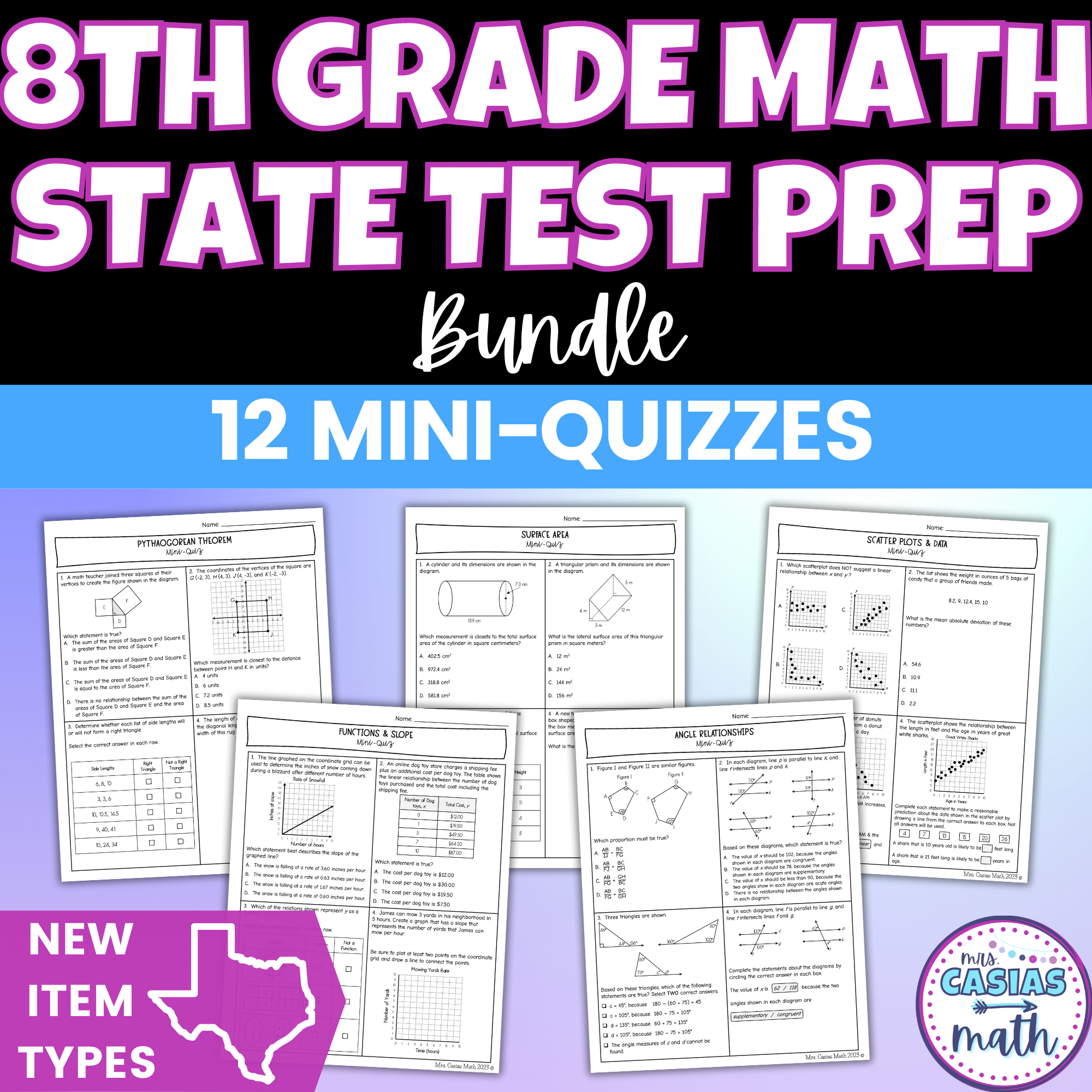 Mini Quizzes | 8th Grade Math State Test Prep | STAAR New Question Typ ...