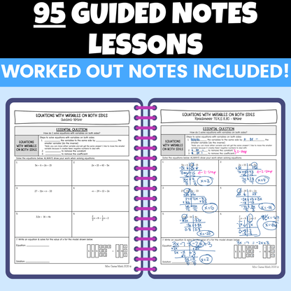 8th Grade Math Notes and Worksheets BUNDLE Entire Year