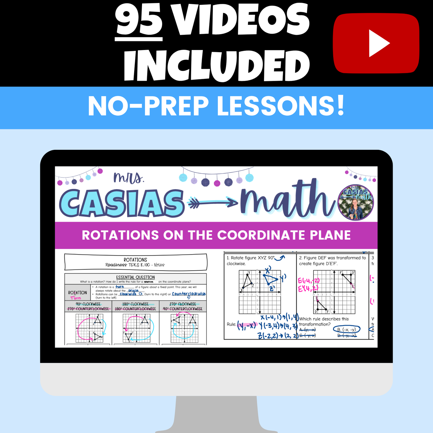 8th Grade Math Notes and Worksheets BUNDLE Entire Year