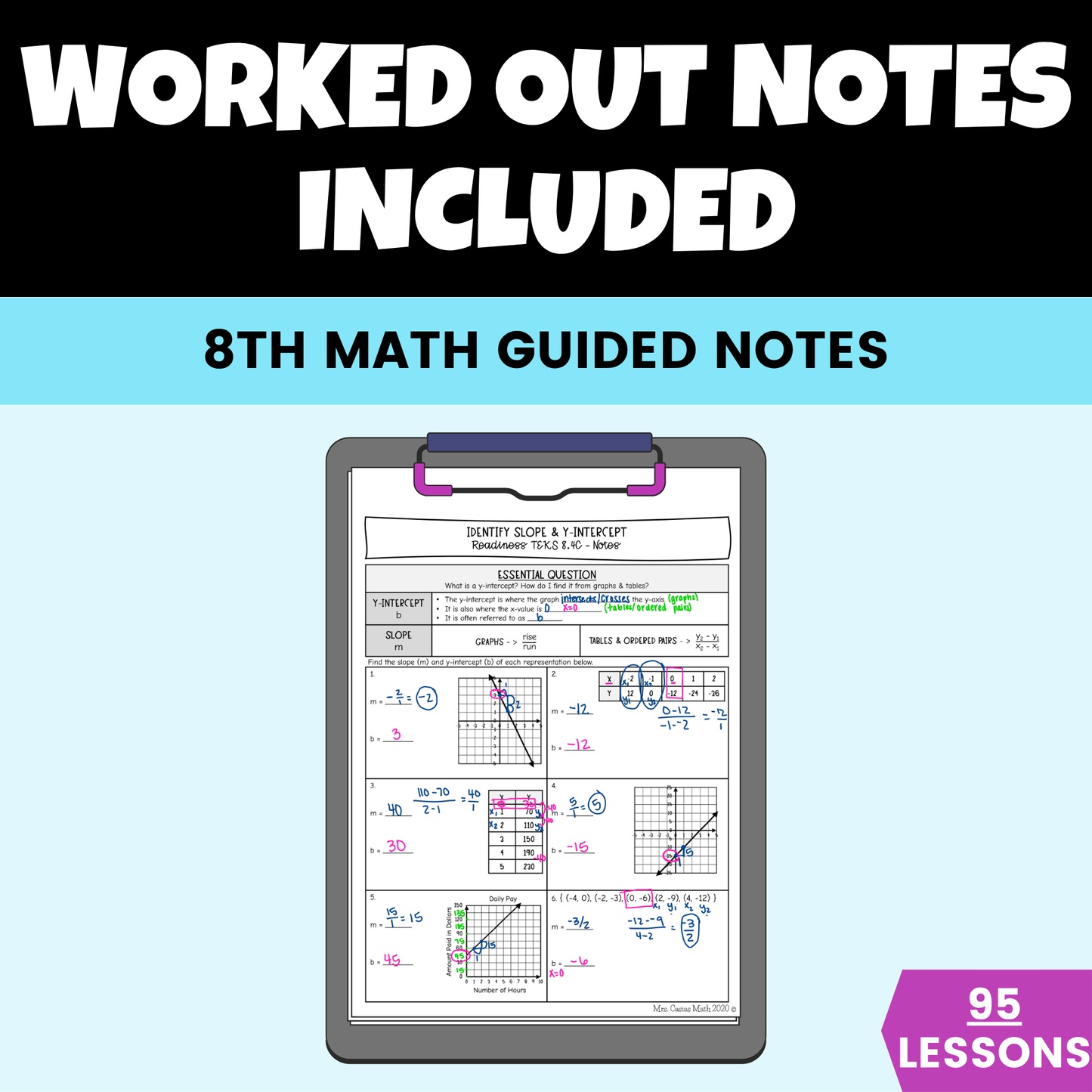 8th Grade Math Guided Notes Lessons BUNDLE Entire Year