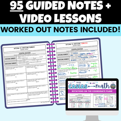 8th Grade Math Notes, Worksheets and Activities BUNDLE Entire Year