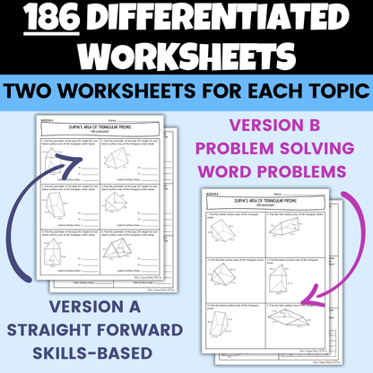 8th Grade Math Notes, Worksheets and Activities BUNDLE Entire Year
