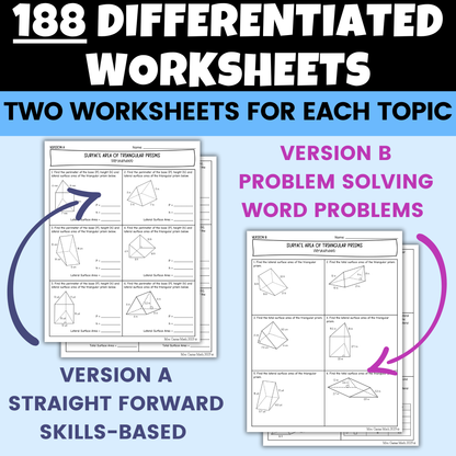 8th Grade Math Notes, Worksheets and Activities BUNDLE Entire Year