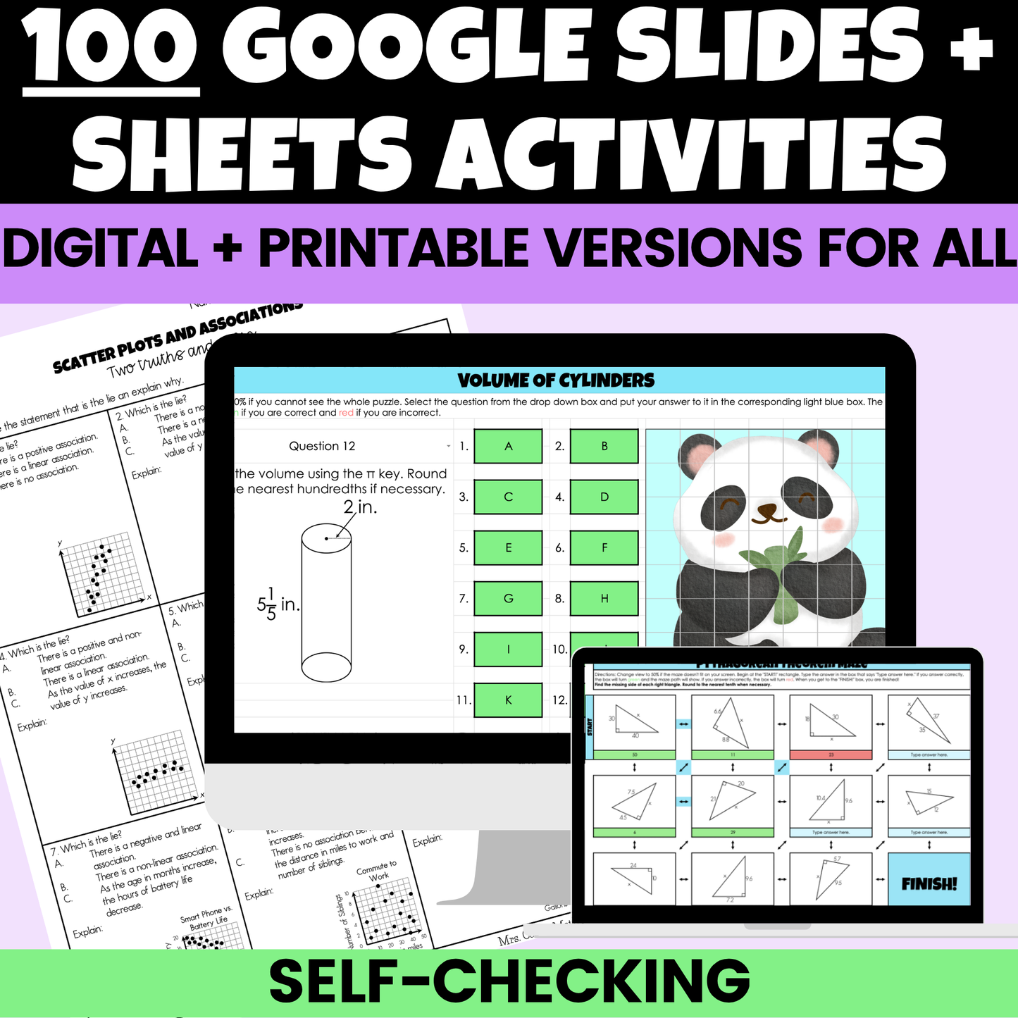 8th Grade Math Notes, Worksheets and Activities BUNDLE Entire Year