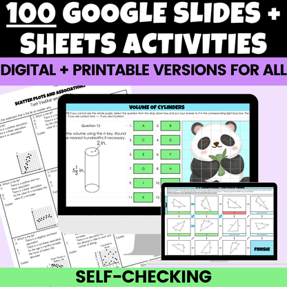8th Grade Math Notes, Worksheets and Activities BUNDLE Entire Year