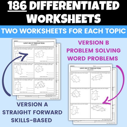 8th Grade Math Notes and Worksheets BUNDLE Entire Year