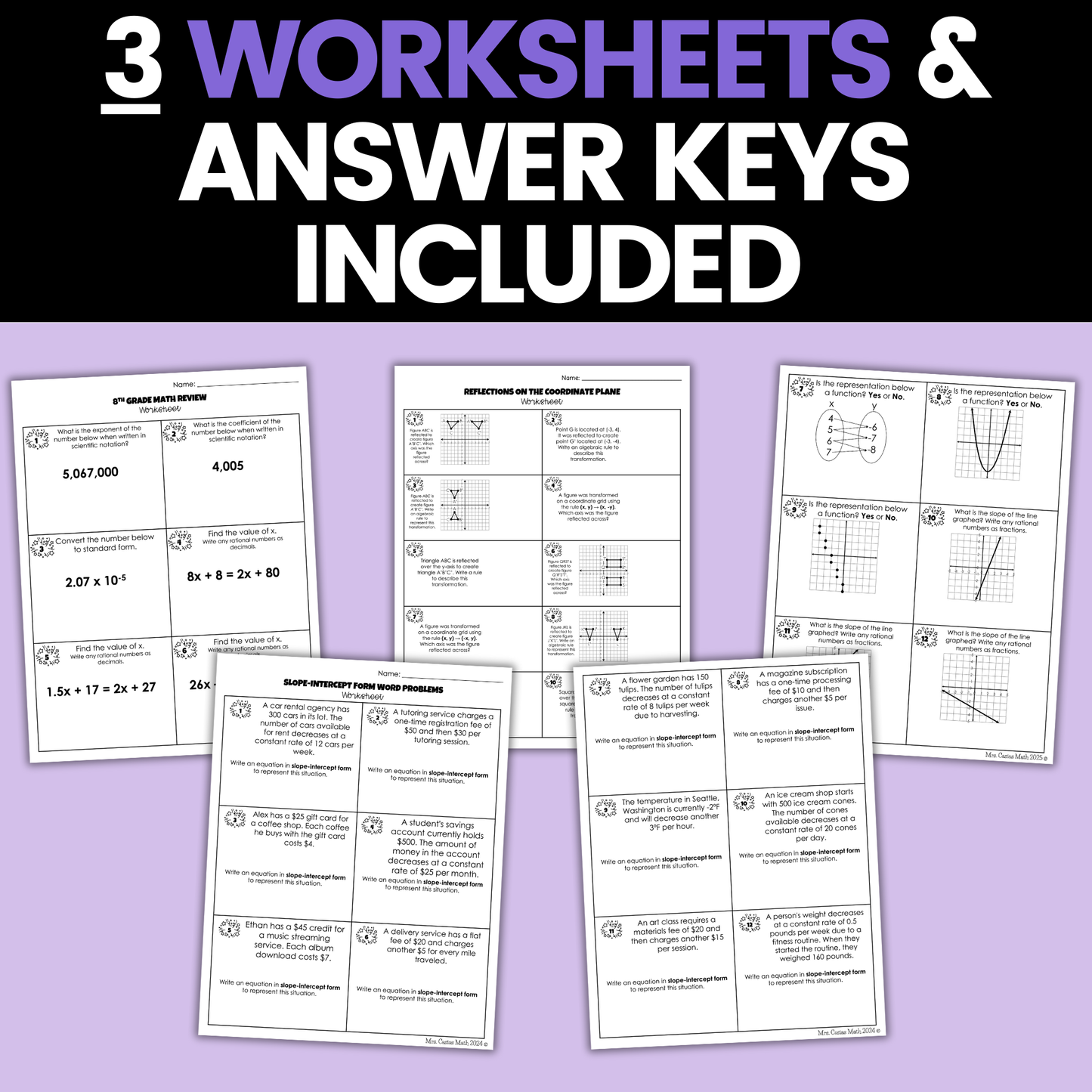 8th Grade Math New Years Activities Google Sheets Digital and Worksheets BUNDLE