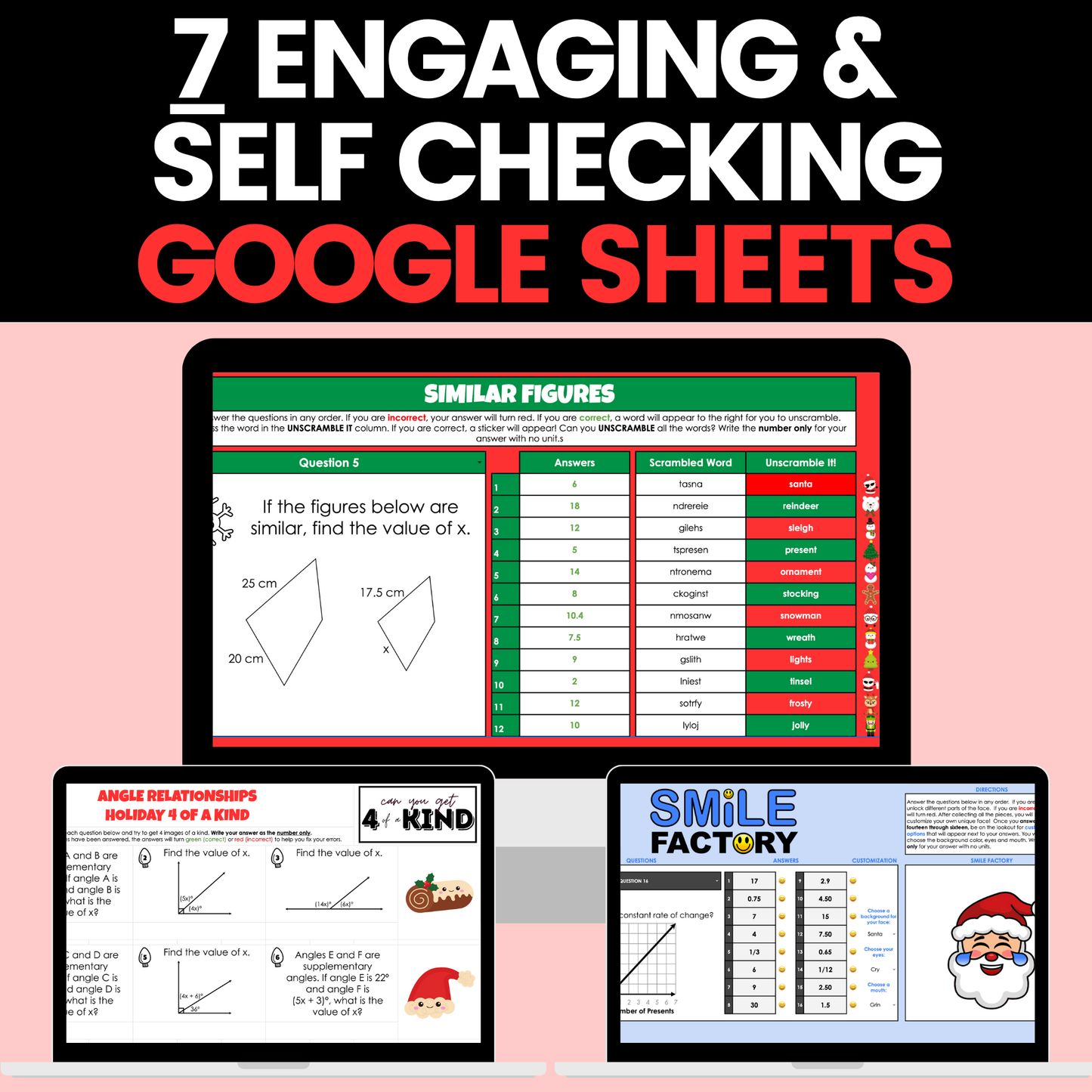 7th Grade Math Christmas Holiday Activities Digital and Worksheets BUNDLE