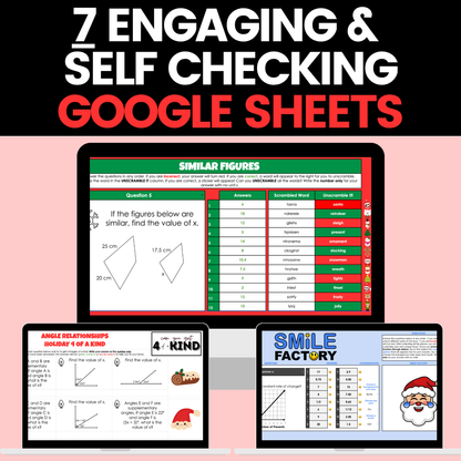 7th Grade Math Christmas Holiday Activities Digital and Worksheets BUNDLE