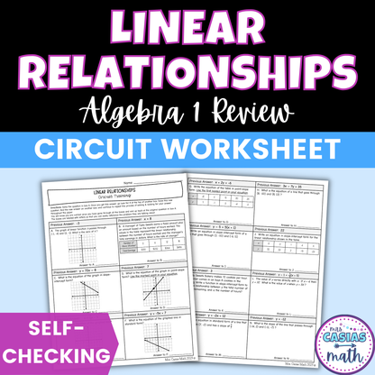 Linear Relationships Worksheet Self Checking Circuit Activity
