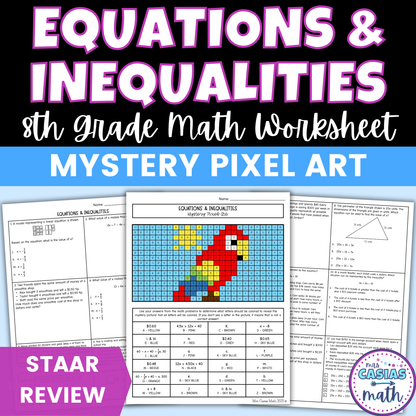 Equations and Inequalities Worksheet 8th Grade Math STAAR Review Activity