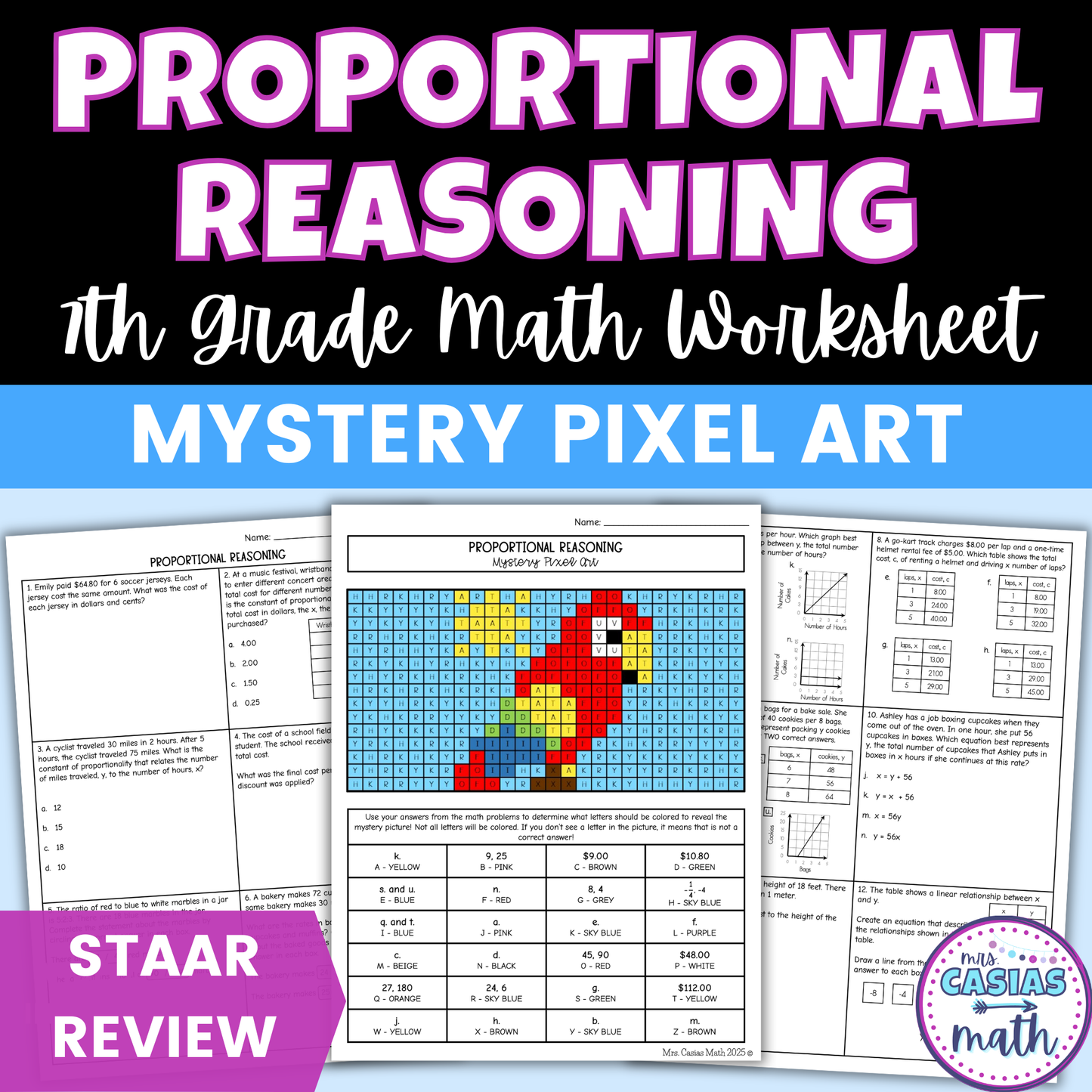 Proportional Reasoning Worksheet 7th Grade Math STAAR Review Activity