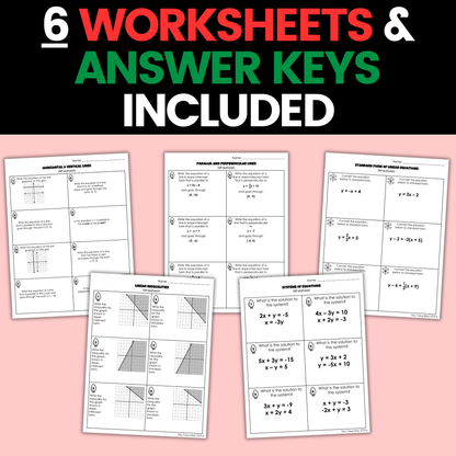 Algebra 1 Christmas Holiday Activities Digital and Worksheets BUNDLE