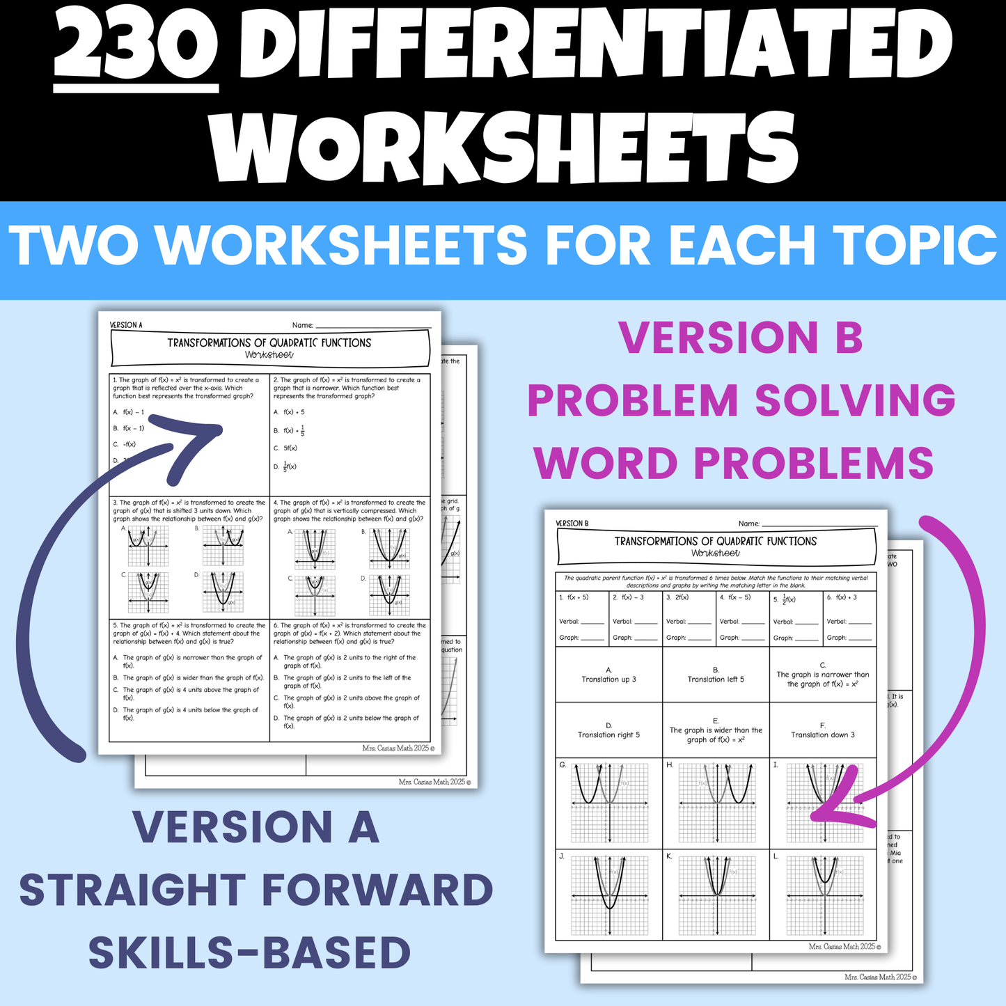 Algebra 1 Guided Notes and Differentiated Worksheets Mega Bundle Entire Year