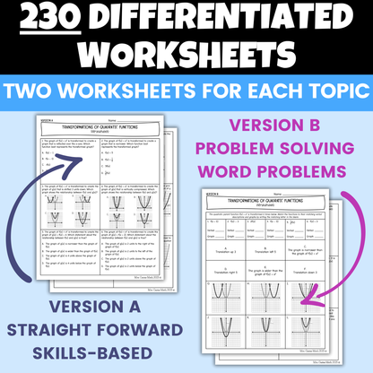 Algebra 1 Guided Notes and Differentiated Worksheets Mega Bundle Entire Year