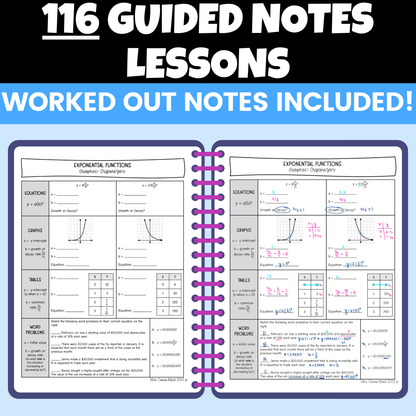 Algebra 1 Guided Notes and Differentiated Worksheets Mega Bundle Entire Year
