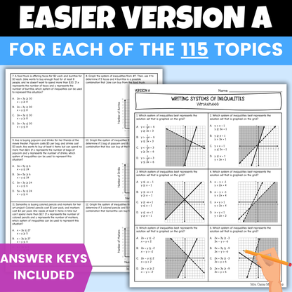 Algebra 1 Differentiated Worksheets Mega Bundle Entire Year