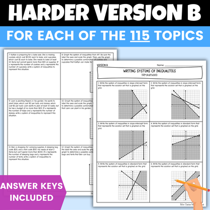 Algebra 1 Differentiated Worksheets Mega Bundle Entire Year