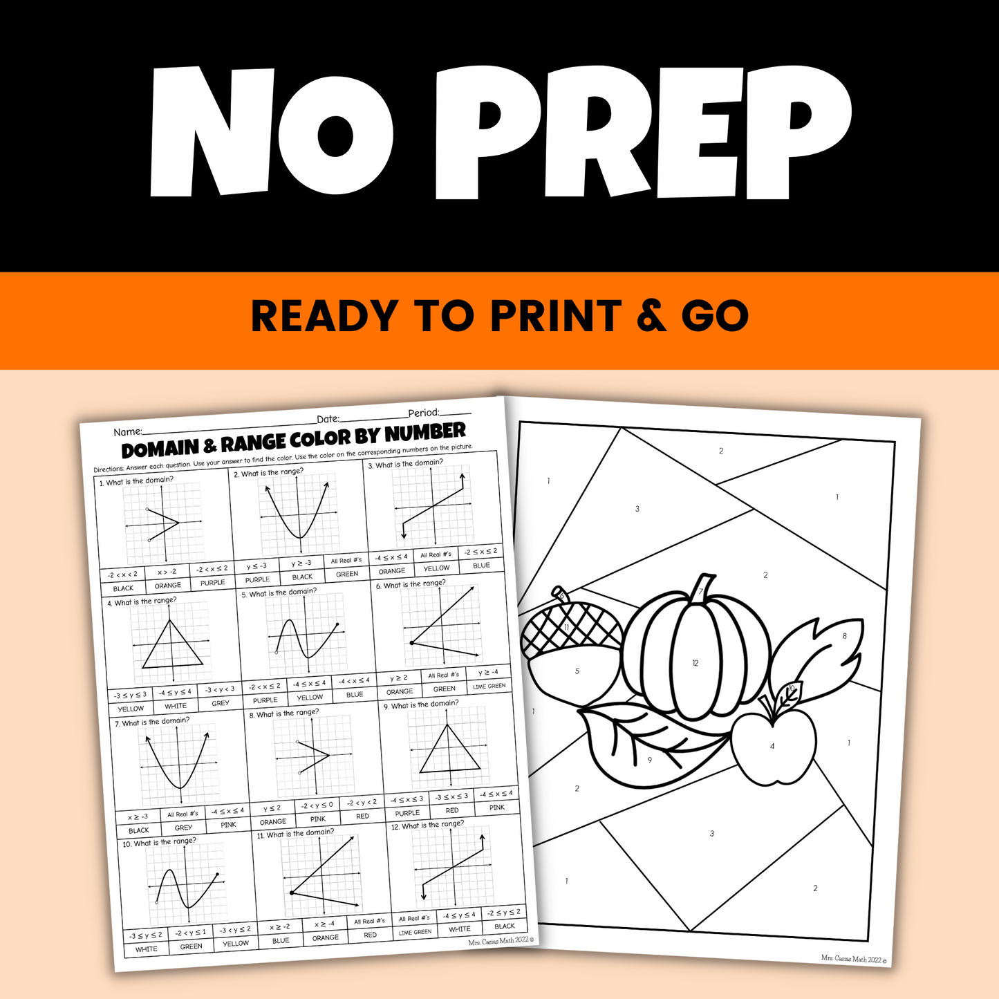 Fall Math Activities Coloring Worksheets Algebra 1