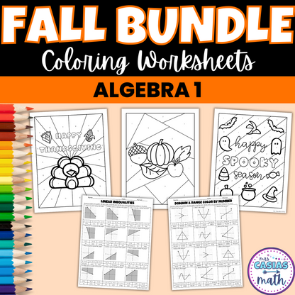 Fall Math Activities Coloring Worksheets Algebra 1