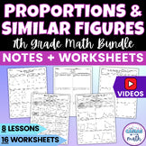 Proportions and Similar Figures Notes & Differentiated Worksheets 7th Grade Math