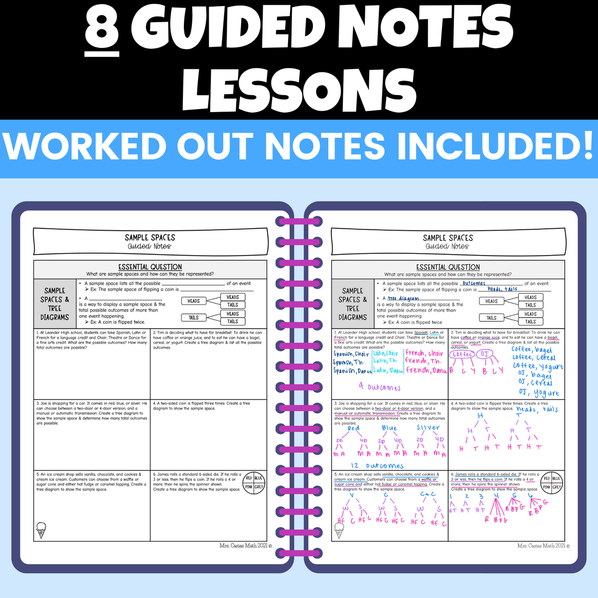 Probability Notes and Worksheets BUNDLE 7th Grade Math