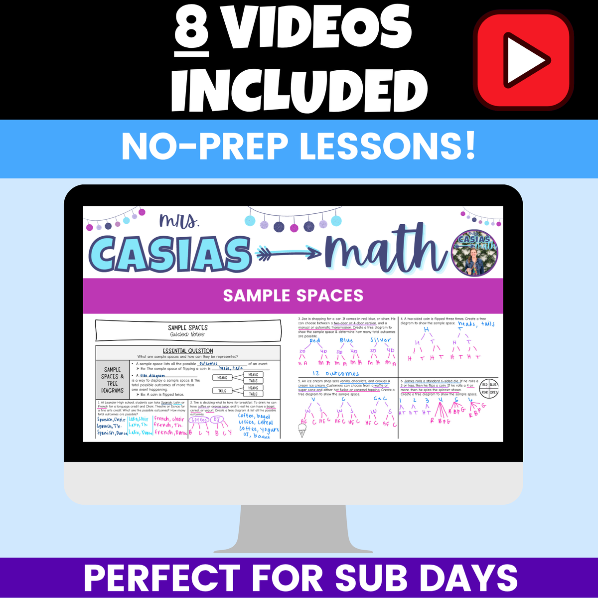 Probability Notes and Worksheets BUNDLE 7th Grade Math