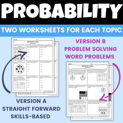 Probability Differentiated Worksheets BUNDLE 7th Grade Math