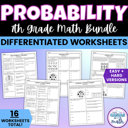 Probability Differentiated Worksheets BUNDLE 7th Grade Math