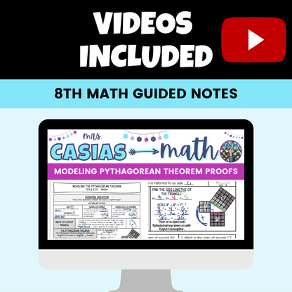 Pythagorean Theorem Guided Notes Lessons 8th Grade Math