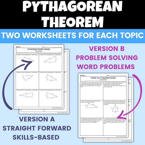 Pythagorean Theorem Differentiated Worksheets 8th Grade Math – Casias Math