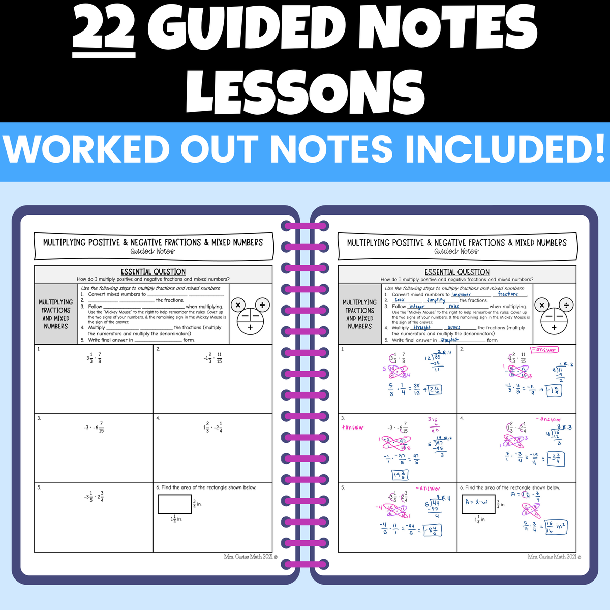 Operations with Rational Numbers Guided Notes and Worksheets BUNDLE 7th Math