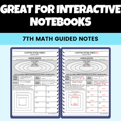 Rational Numbers and Operations Guided Notes Lessons 7th Grade Math