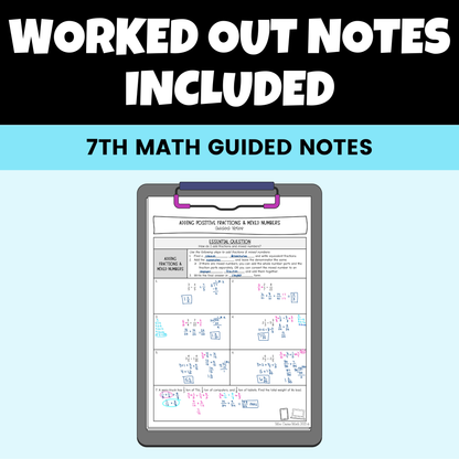 Rational Numbers and Operations Guided Notes Lessons 7th Grade Math