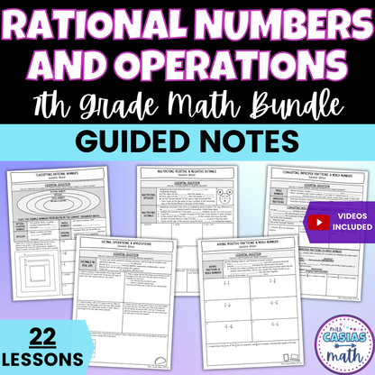 Rational Numbers and Operations Guided Notes Lessons 7th Grade Math