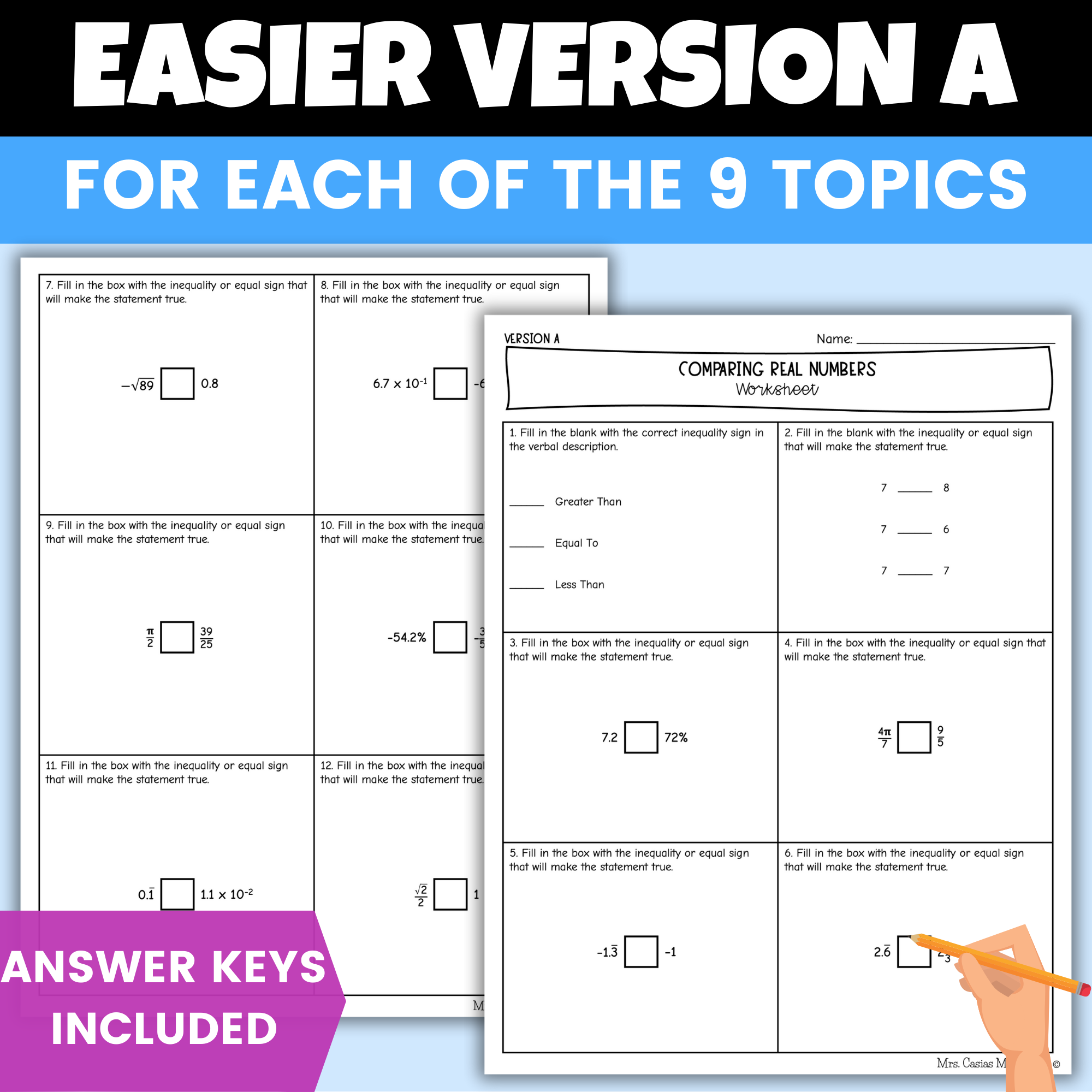 Math Real Worksheets Real Numbers Differentiated Worksheets 8th Grade Math – Casias Math
