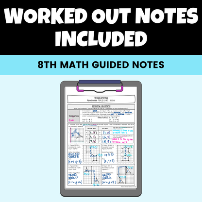 Transformations Guided Notes Lessons 8th Grade Math