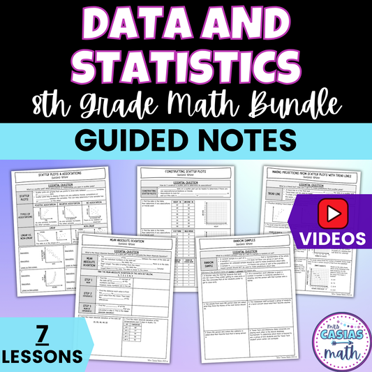 Data and Statistics Guided Notes Lessons 8th Grade Math
