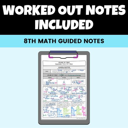 Volume and Surface Area Guided Notes Lessons 8th Grade Math